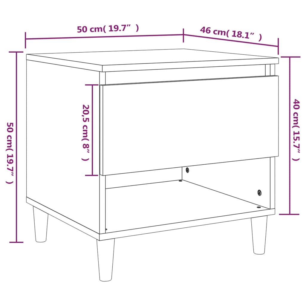 Nachtkastjes 2 st 50x46x50 cm bewerkt hout grijs sonoma eiken Nachtkastjes | Creëer jouw Trendy Thuis | Gratis bezorgd & Retour | Trendy.nl