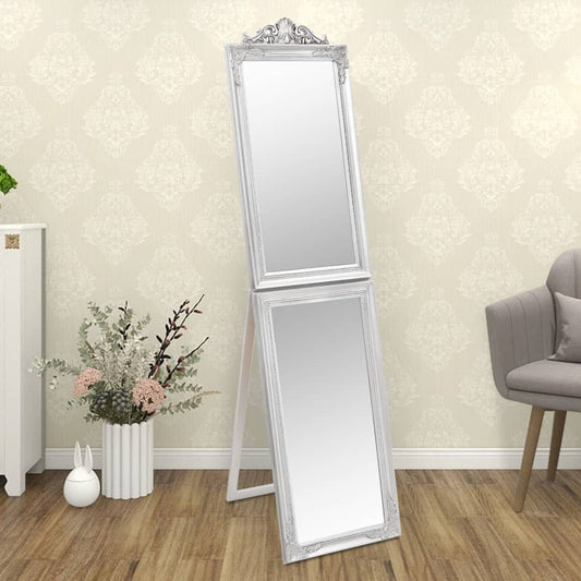 Spiegel vrijstaand 40x160 cm wit zilverkleurig Spiegels | Creëer jouw Trendy Thuis | Gratis bezorgd & Retour | Trendy.nl
