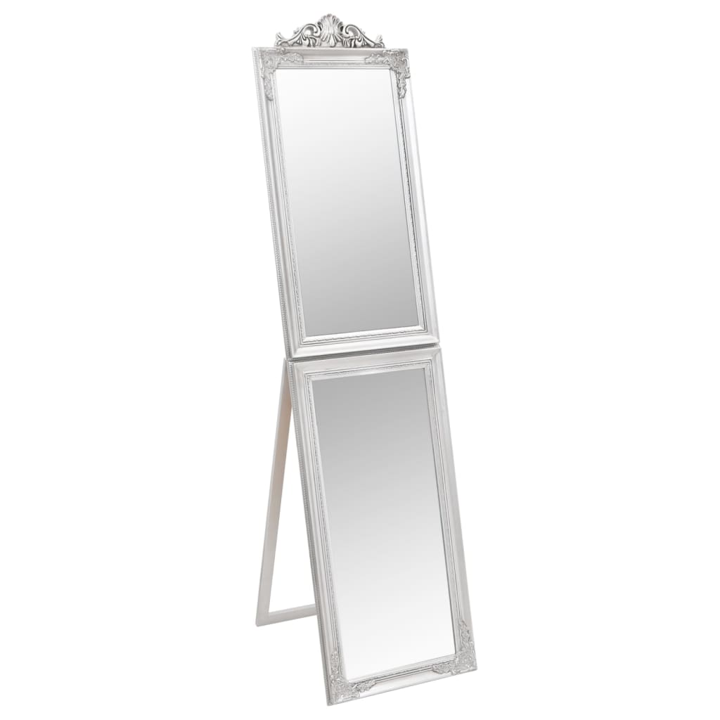 Spiegel vrijstaand 45x180 cm wit zilverkleurig Spiegels | Creëer jouw Trendy Thuis | Gratis bezorgd & Retour | Trendy.nl