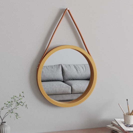 Wandspiegel met band Ø 45 cm goudkleurig Spiegels | Creëer jouw Trendy Thuis | Gratis bezorgd & Retour | Trendy.nl