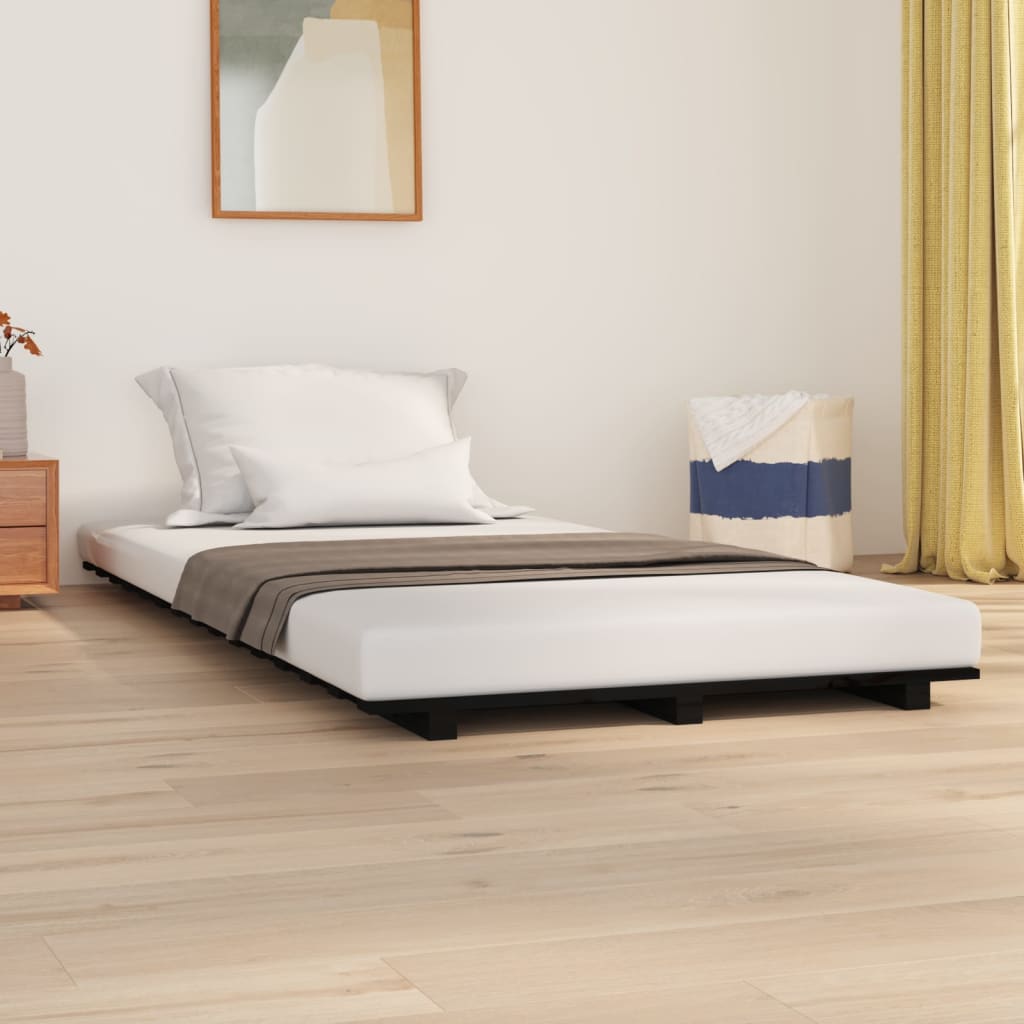 Bedframe massief grenenhout zwart 90x200 cm Bedden & bedframes | Creëer jouw Trendy Thuis | Gratis bezorgd & Retour | Trendy.nl