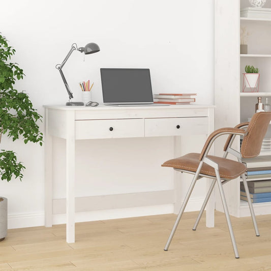 Modern bureau met handige lades - massief grenenhout - 100x50x78 cm - wit Bureaus | Creëer jouw Trendy Thuis | Gratis bezorgd & Retour | Trendy.nl