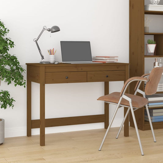 Modern bureau met praktische lades - 100x50x78 cm - eleganter massief grenenhout in honingbruin Bureaus | Creëer jouw Trendy Thuis | Gratis bezorgd & Retour | Trendy.nl
