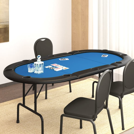 Pokertafel voor 10 spelers inklapbaar 206x106x75 cm blauw
