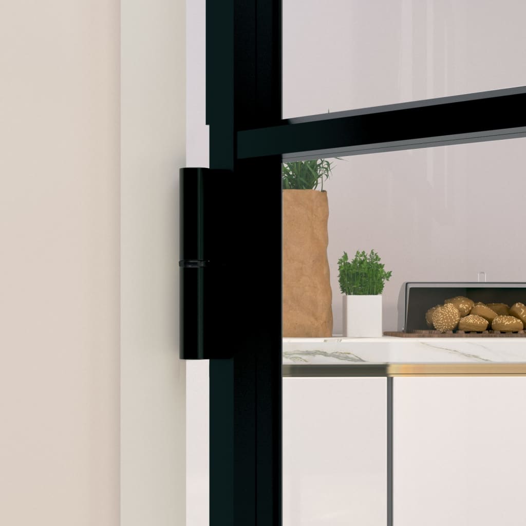 Binnendeur 76x201,5 cm gehard glas en aluminium smal zwart Voordeuren | Creëer jouw Trendy Thuis | Gratis bezorgd & Retour | Trendy.nl