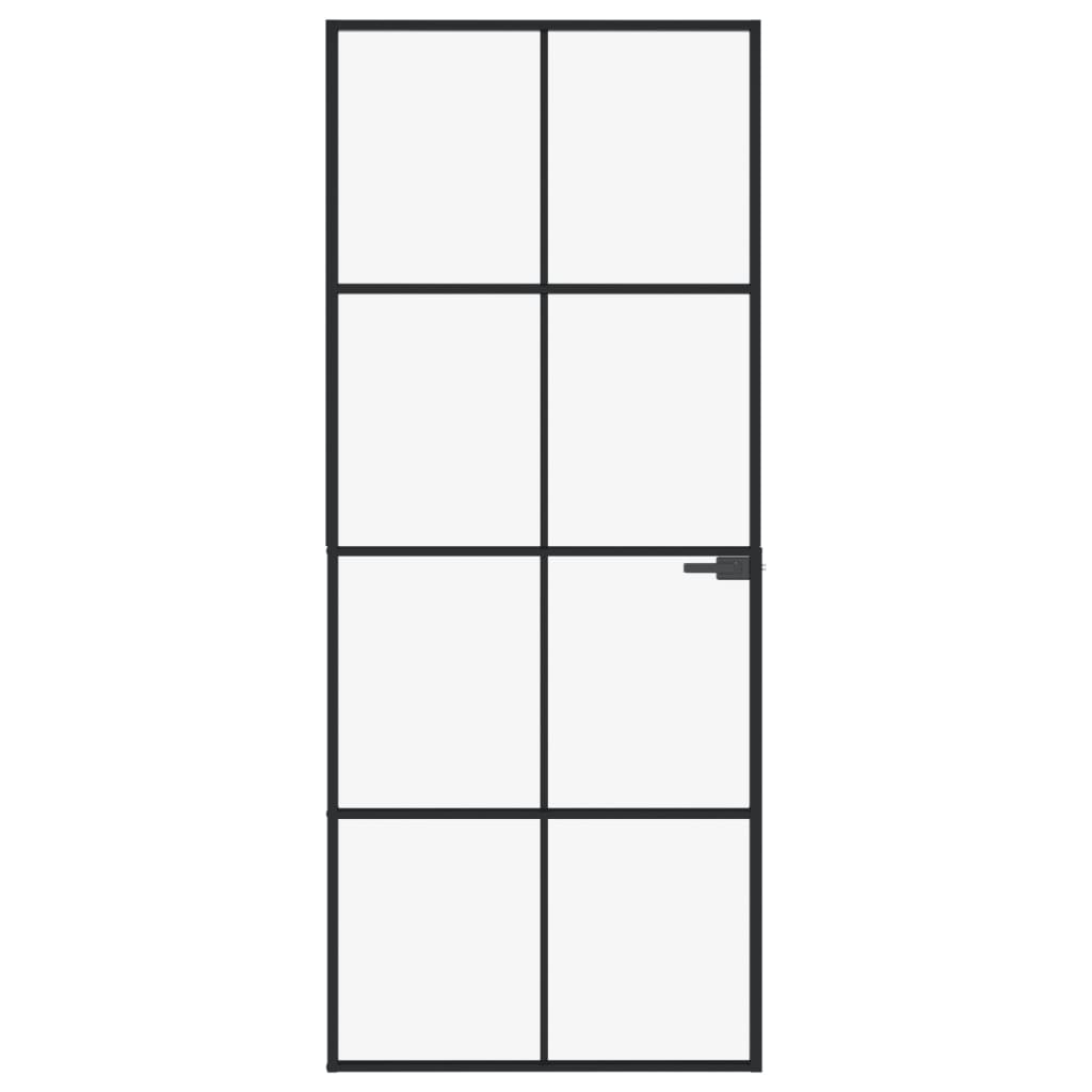 Binnendeur 83x201,5 cm gehard glas en aluminium smal zwart Voordeuren | Creëer jouw Trendy Thuis | Gratis bezorgd & Retour | Trendy.nl