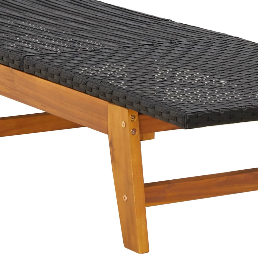 Ligbed met tafeltje poly rattan en massief acaciahout Ligstoelen | Creëer jouw Trendy Thuis | Gratis bezorgd & Retour | Trendy.nl