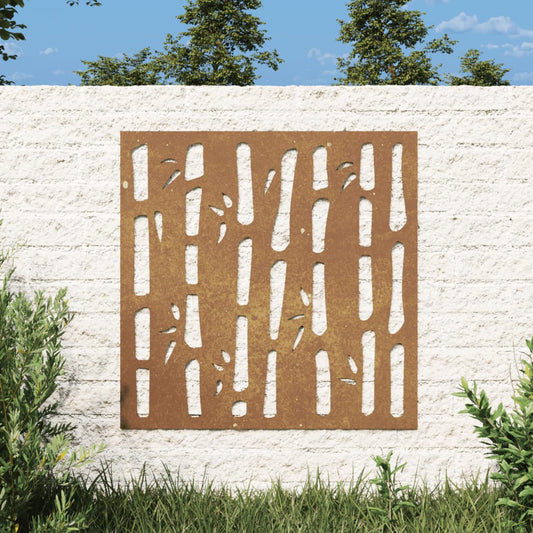 Wanddecoratie tuin bamboe-ontwerp 55x55 cm cortenstaal