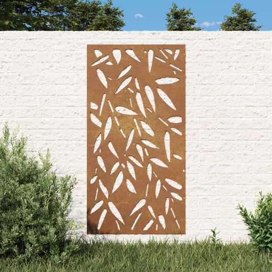 Wanddecoratie tuin bamboebladontwerp 105x55 cm cortenstaal