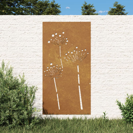 Wanddecoratie tuin bloemenontwerp 105x55 cm cortenstaal