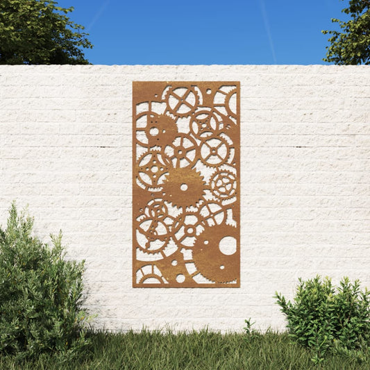 Wanddecoratie tuin tandwielontwerp 105x55 cm cortenstaal