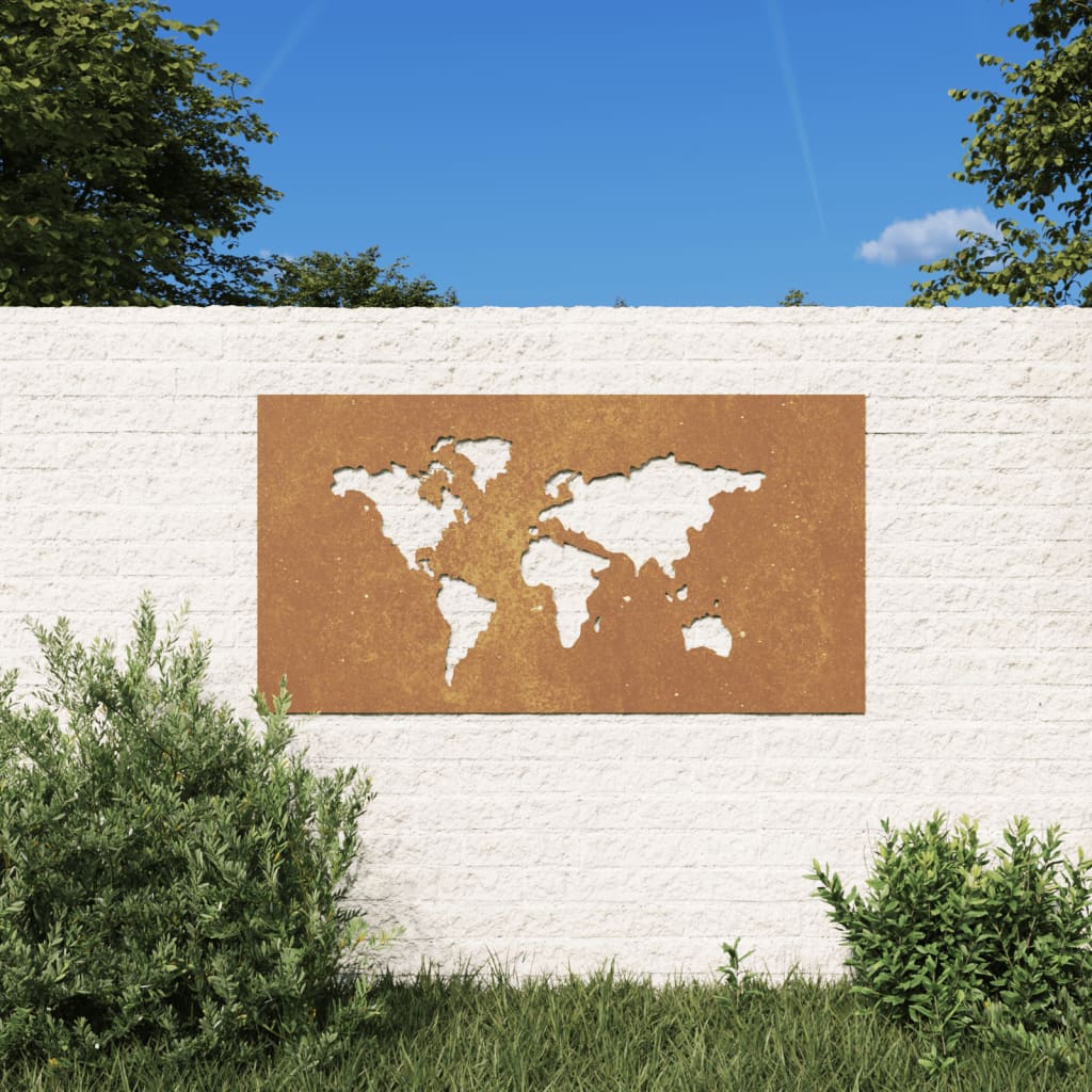 Wanddecoratie tuin wereldkaartontwerp 105x55 cm cortenstaal Posters, prenten & kunstwerken | Creëer jouw Trendy Thuis | Gratis bezorgd & Retour | Trendy.nl