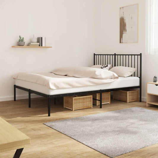 Bedframe met hoofdbord metaal zwart 135x190 cm Bedden & bedframes | Creëer jouw Trendy Thuis | Gratis bezorgd & Retour | Trendy.nl