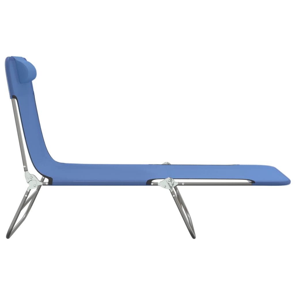 Ligbedden 2 st inklapbaar textileen en staal blauw Ligstoelen | Creëer jouw Trendy Thuis | Gratis bezorgd & Retour | Trendy.nl
