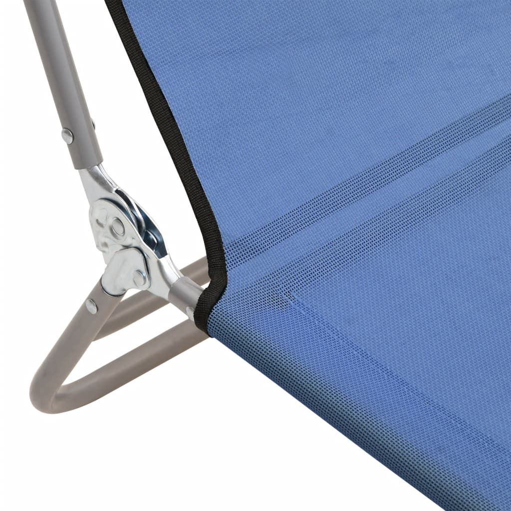 Ligbedden 2 st inklapbaar textileen en staal blauw Ligstoelen | Creëer jouw Trendy Thuis | Gratis bezorgd & Retour | Trendy.nl
