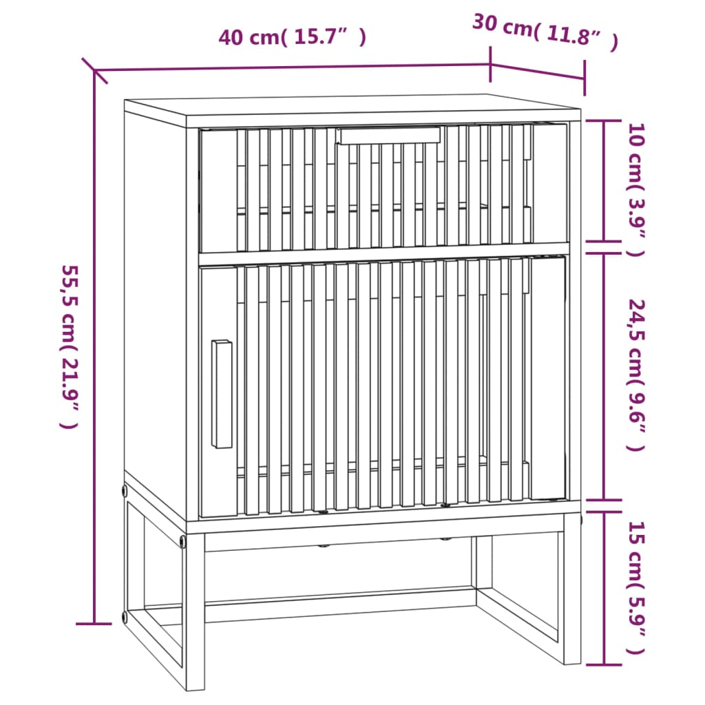 Nachtkastjes 2 st 40x30x55,5 cm bewerkt hout en ijzer Nachtkastjes | Creëer jouw Trendy Thuis | Gratis bezorgd & Retour | Trendy.nl