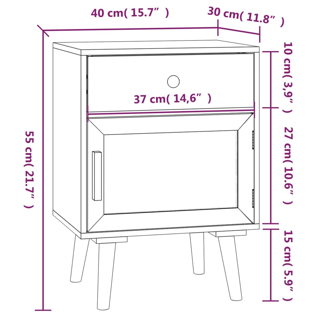 Nachtkastjes 2 st 40x30x55 cm bewerkt hout wit Nachtkastjes | Creëer jouw Trendy Thuis | Gratis bezorgd & Retour | Trendy.nl