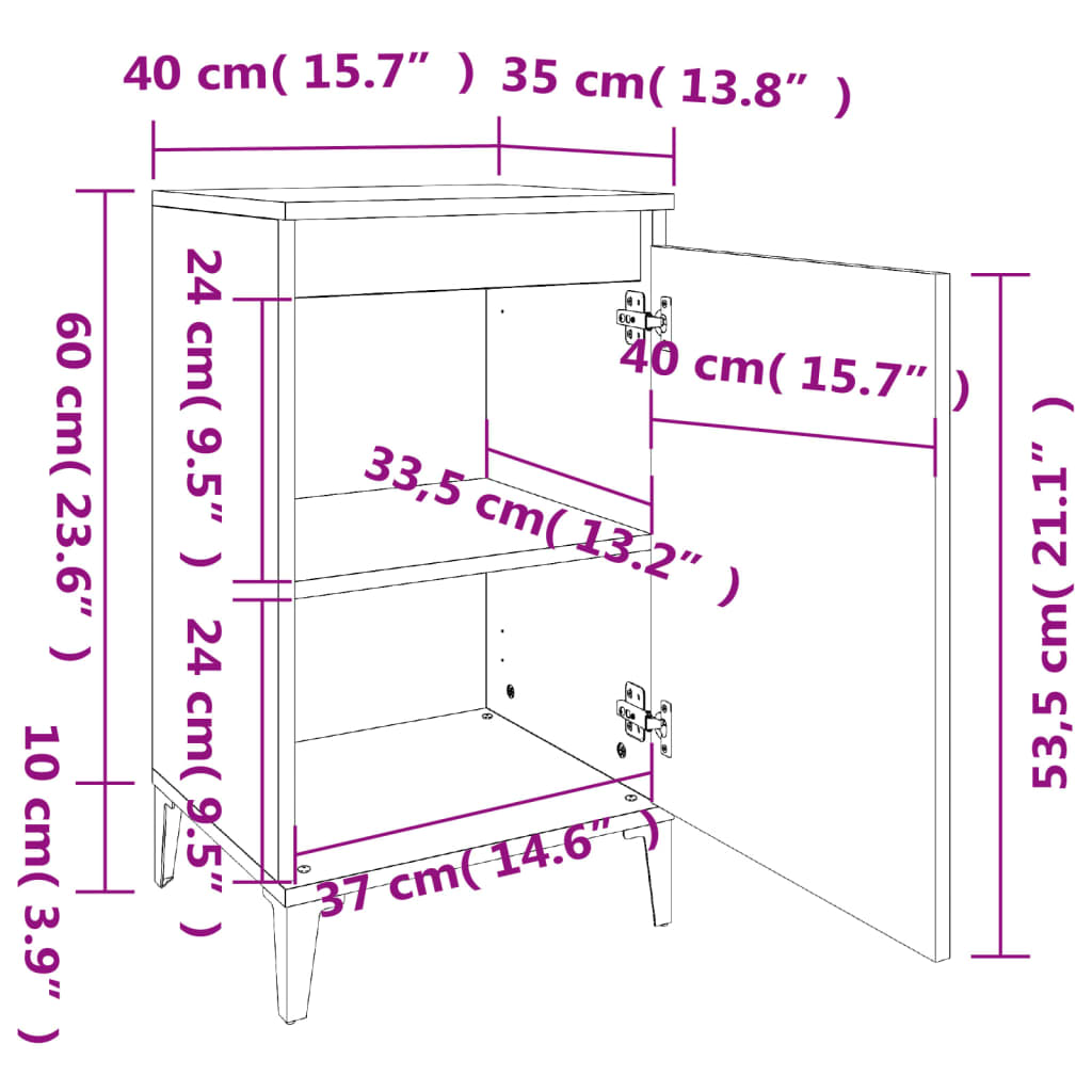 Nachtkastjes 2 st 40x35x70 cm bewerkt hout wit Nachtkastjes | Creëer jouw Trendy Thuis | Gratis bezorgd & Retour | Trendy.nl