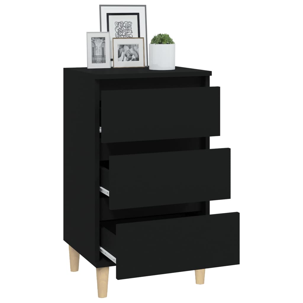 Nachtkastje 40x35x70 cm bewerkt hout zwart Nachtkastjes | Creëer jouw Trendy Thuis | Gratis bezorgd & Retour | Trendy.nl
