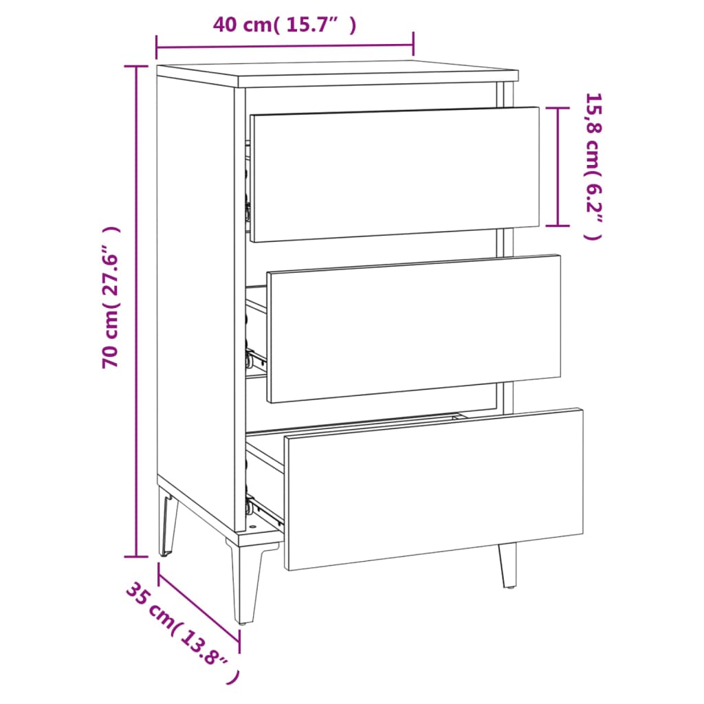 Nachtkastje 40x35x70 cm bewerkt hout gerookt eikenkleurig Nachtkastjes | Creëer jouw Trendy Thuis | Gratis bezorgd & Retour | Trendy.nl