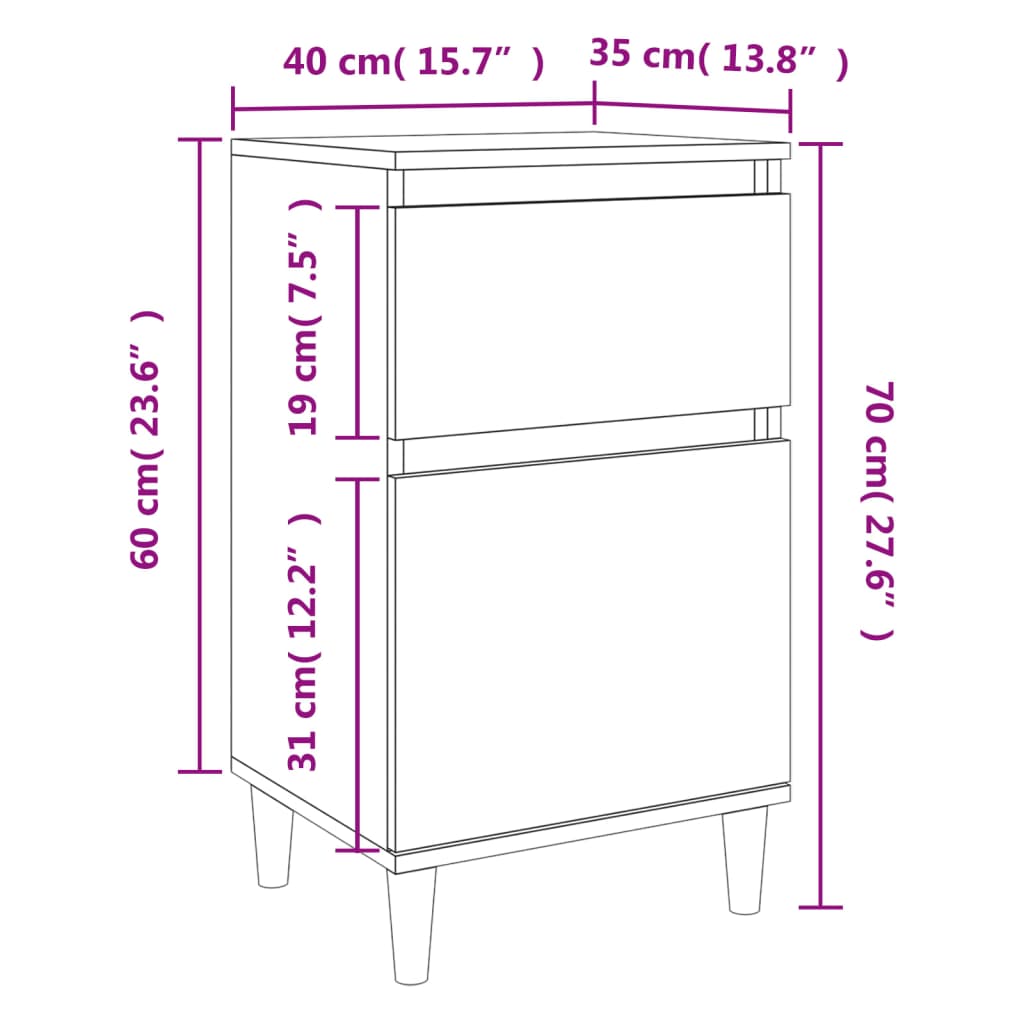 Nachtkastje 40x35x70 cm bewerkt hout grijs sonoma eikenkleurig Nachtkastjes | Creëer jouw Trendy Thuis | Gratis bezorgd & Retour | Trendy.nl