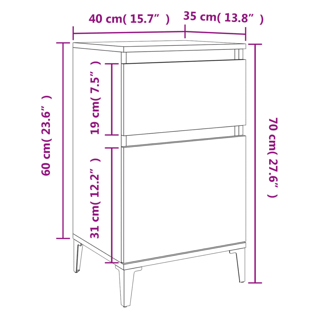 Nachtkastje 40x35x70 cm wit Nachtkastjes | Creëer jouw Trendy Thuis | Gratis bezorgd & Retour | Trendy.nl