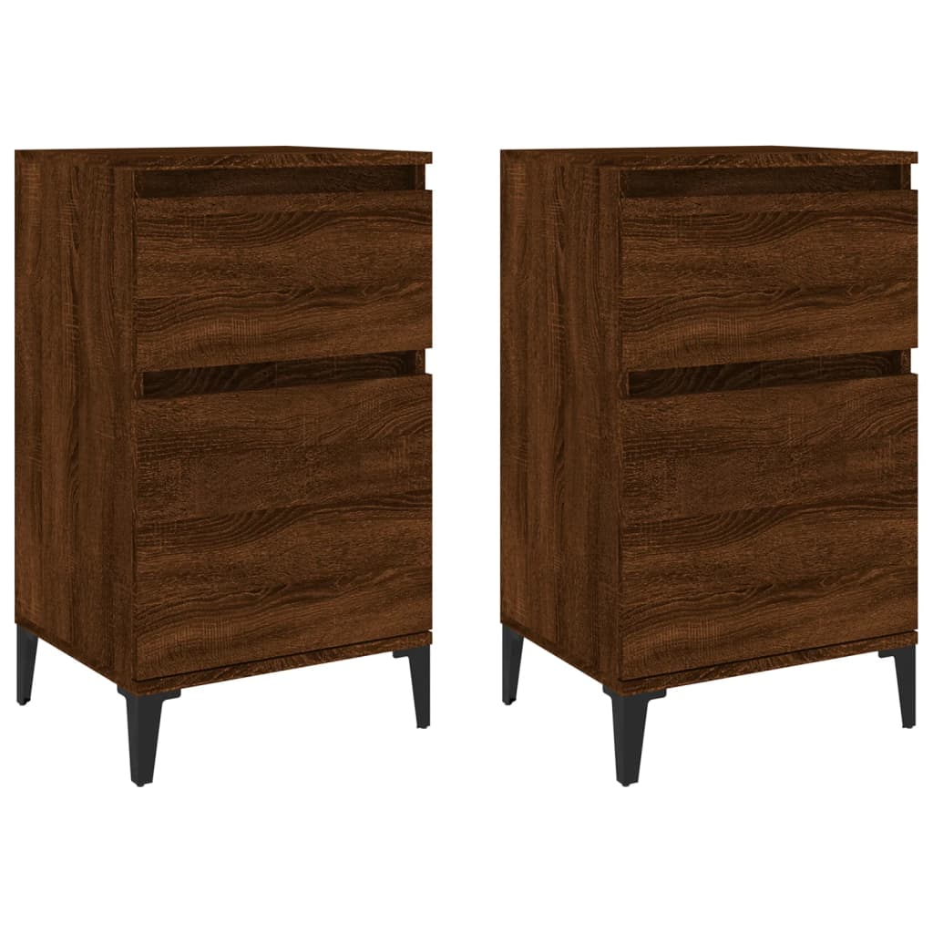 Nachtkastjes 2 st 40x35x70 cm bewerkt hout bruin eikenkleur Nachtkastjes | Creëer jouw Trendy Thuis | Gratis bezorgd & Retour | Trendy.nl