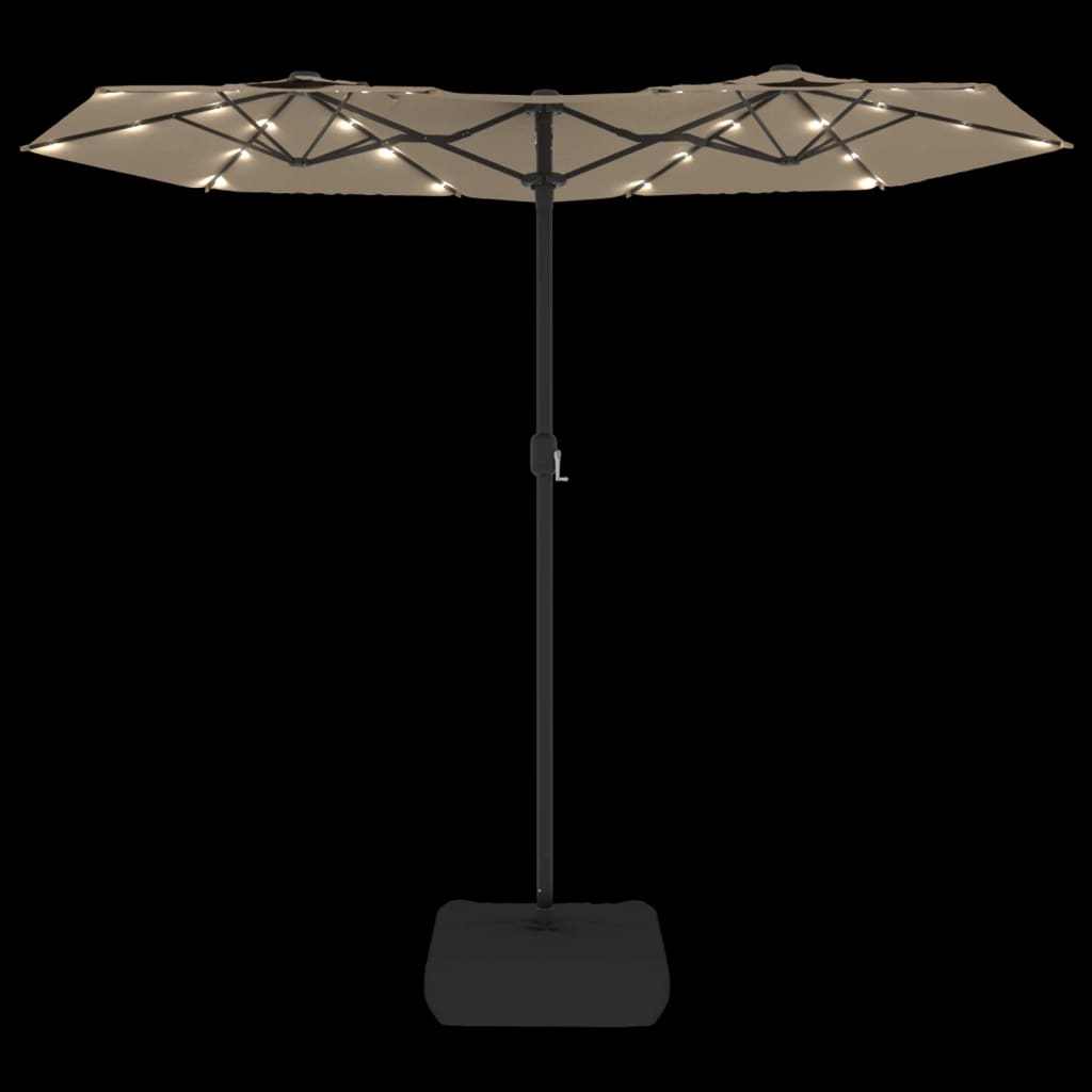 Parasol dubbel met LED's 316x240 cm taupe Parasols en zonneschermen | Creëer jouw Trendy Thuis | Gratis bezorgd & Retour | Trendy.nl