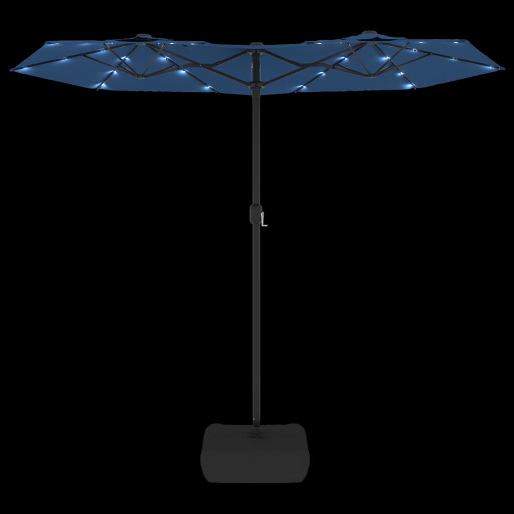 Parasol dubbel met LED's 316x240 cm azuurblauw Parasols en zonneschermen | Creëer jouw Trendy Thuis | Gratis bezorgd & Retour | Trendy.nl