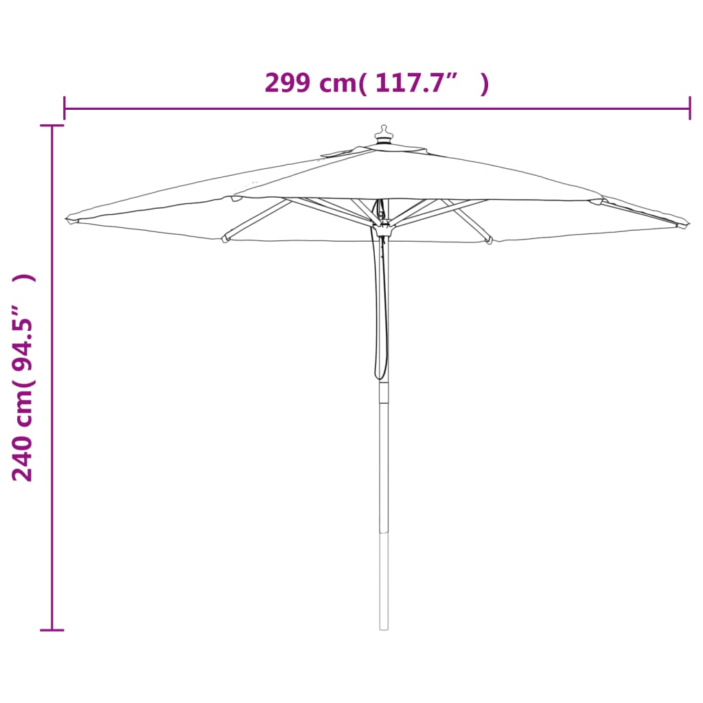 Parasol met houten paal 299x240 cm antracietkleurig Parasols en zonneschermen | Creëer jouw Trendy Thuis | Gratis bezorgd & Retour | Trendy.nl