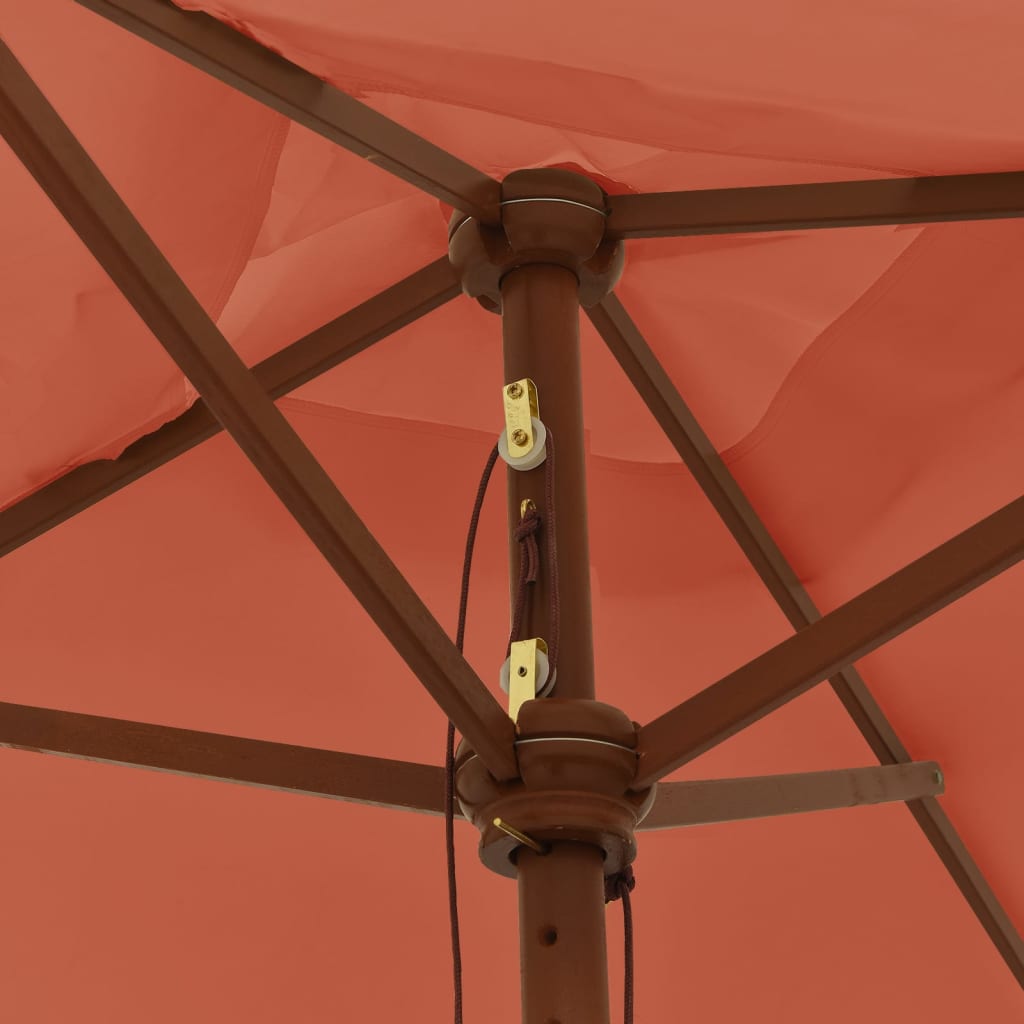 Parasol met houten paal 198x198x231 cm terracottakleurig Parasols en zonneschermen | Creëer jouw Trendy Thuis | Gratis bezorgd & Retour | Trendy.nl