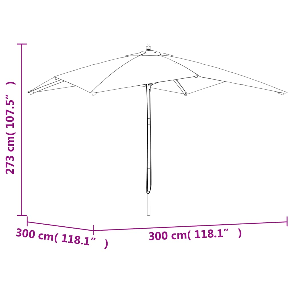 Parasol met houten paal 300x300x273 cm groen Parasols en zonneschermen | Creëer jouw Trendy Thuis | Gratis bezorgd & Retour | Trendy.nl
