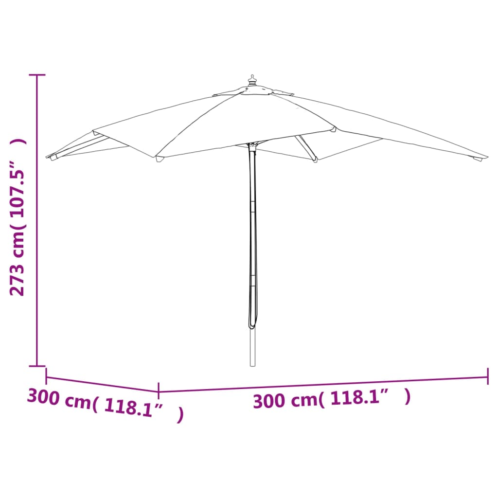 Parasol met houten paal 300x300x273 cm taupe Parasols en zonneschermen | Creëer jouw Trendy Thuis | Gratis bezorgd & Retour | Trendy.nl