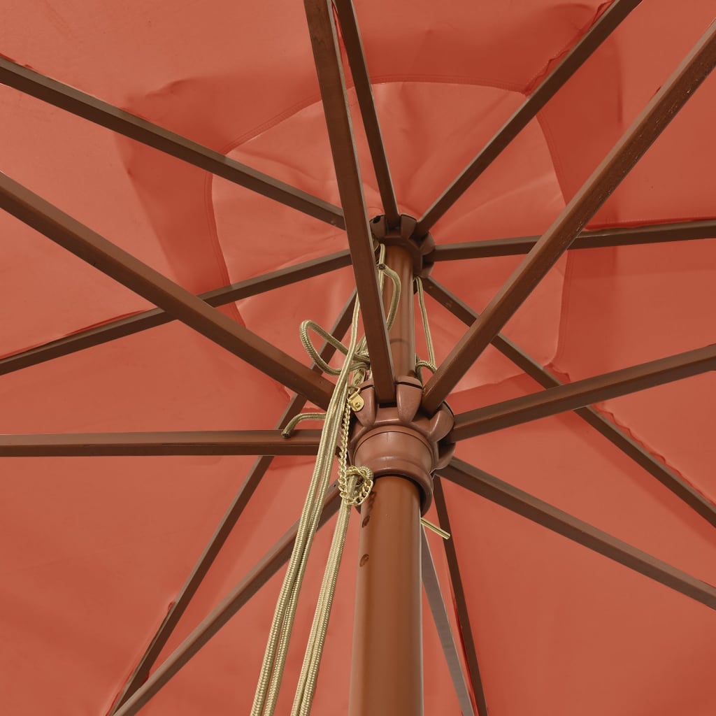 Parasol met houten paal 300x300x273 cm terracottakleurig Parasols en zonneschermen | Creëer jouw Trendy Thuis | Gratis bezorgd & Retour | Trendy.nl