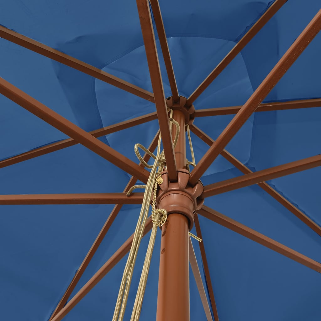 Parasol met houten paal 300x300x273 cm azuurblauw Parasols en zonneschermen | Creëer jouw Trendy Thuis | Gratis bezorgd & Retour | Trendy.nl