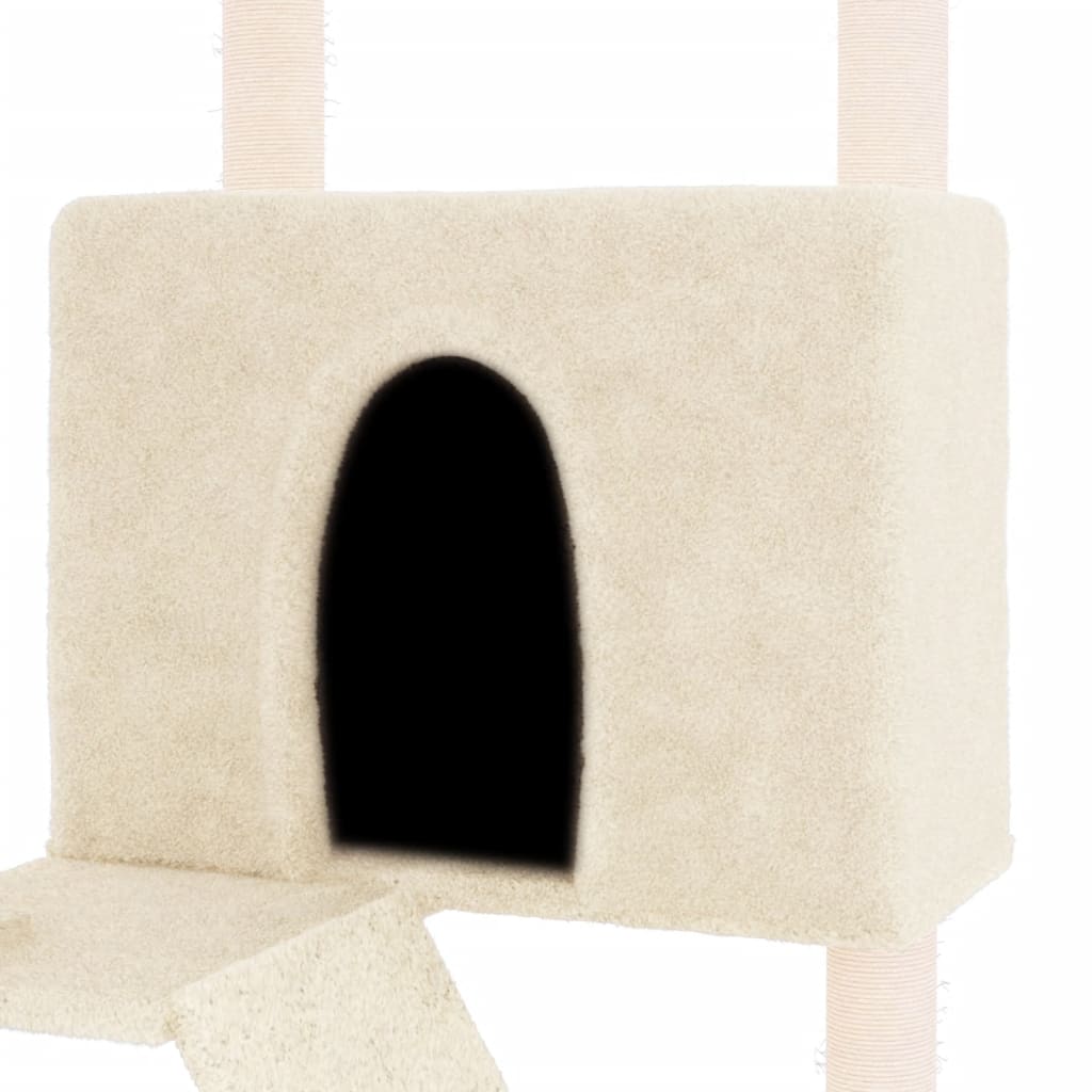 Kattenmeubel met sisal krabpalen 143 cm crèmekleurig Kattenmeubels | Creëer jouw Trendy Thuis | Gratis bezorgd & Retour | Trendy.nl