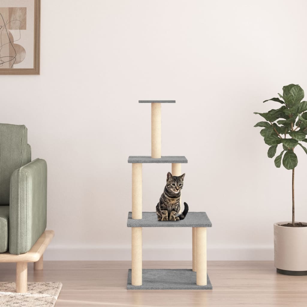 Kattenmeubel met sisal krabpalen 111 cm lichtgrijs Kattenmeubels | Creëer jouw Trendy Thuis | Gratis bezorgd & Retour | Trendy.nl