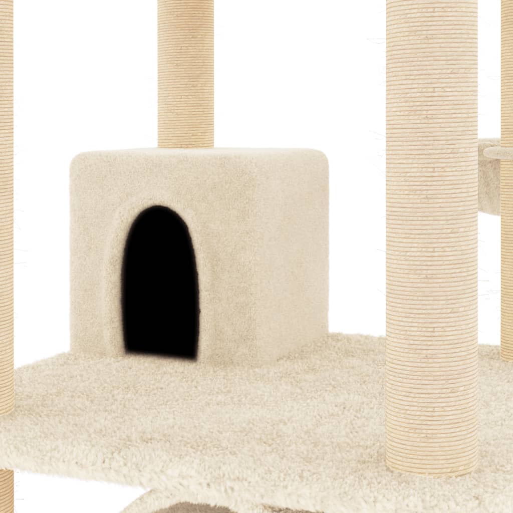 Kattenmeubel met sisal krabpalen 141 cm crèmekleurig Kattenmeubels | Creëer jouw Trendy Thuis | Gratis bezorgd & Retour | Trendy.nl