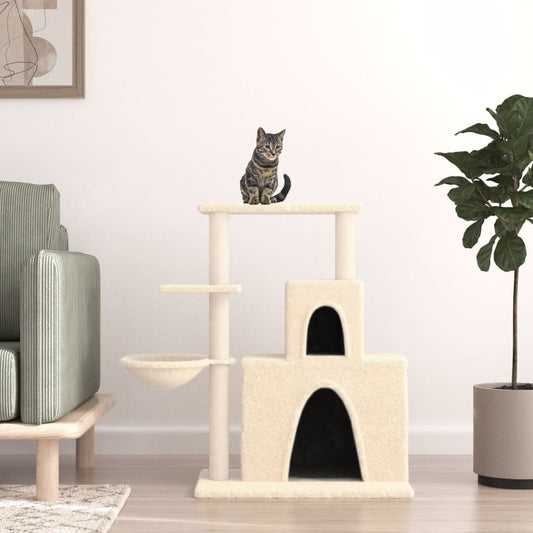 Kattenmeubel met sisal krabpalen 83 cm crèmekleurig Kattenmeubels | Creëer jouw Trendy Thuis | Gratis bezorgd & Retour | Trendy.nl