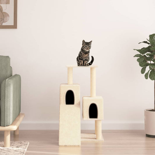 Kattenmeubel met sisal krabpalen 82 cm crèmekleurig Kattenmeubels | Creëer jouw Trendy Thuis | Gratis bezorgd & Retour | Trendy.nl