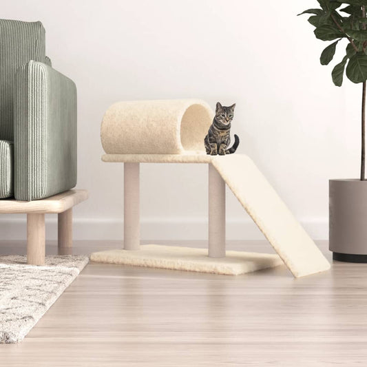 Kattenmeubel met tunnel en ladder 55,5 cm crèmekleurig Kattenmeubels | Creëer jouw Trendy Thuis | Gratis bezorgd & Retour | Trendy.nl