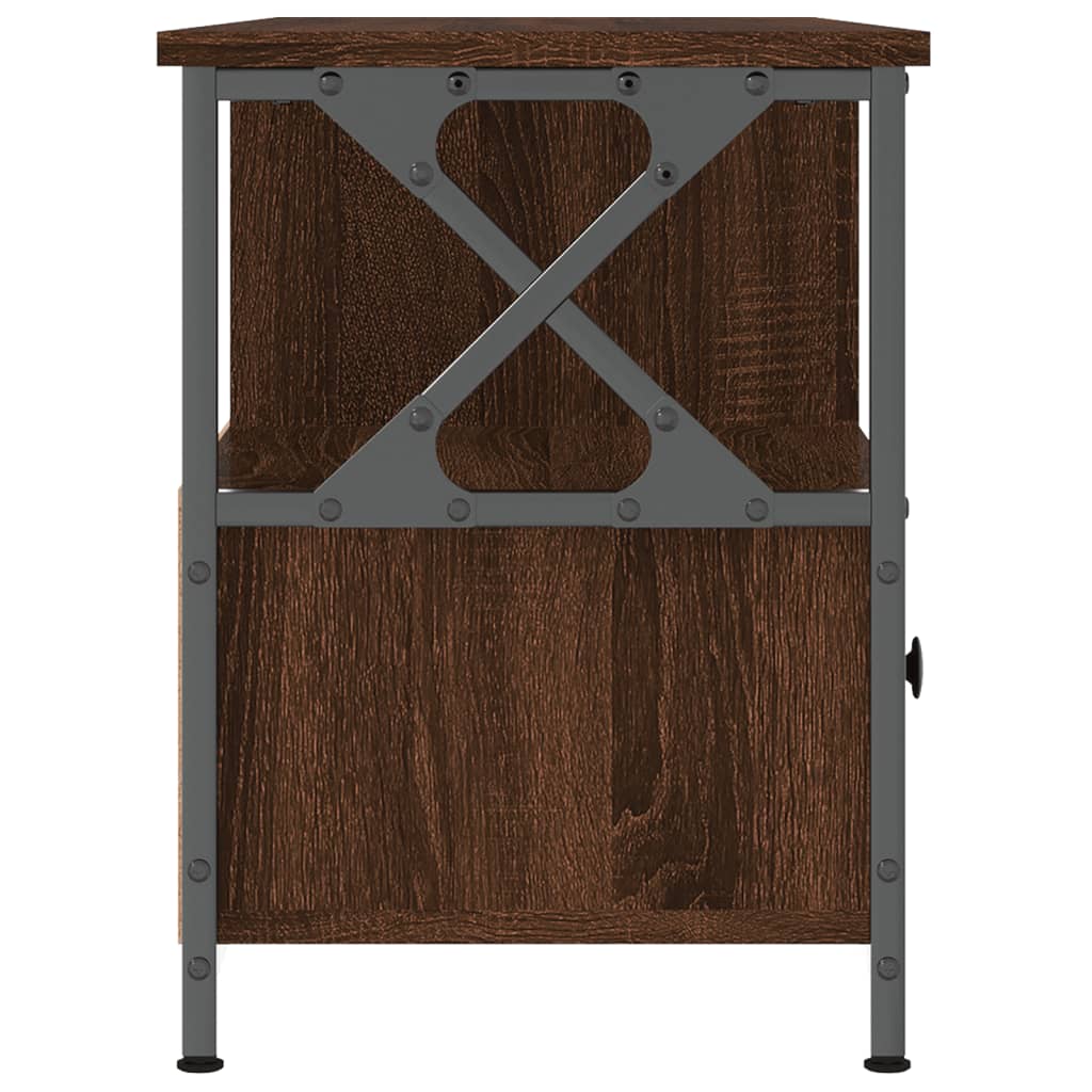 Stijlvol Tv-meubel van bewerkt hout en ijzer in bruin eikenkleur - 102x33x45 cm Tv-meubels | Creëer jouw Trendy Thuis | Gratis bezorgd & Retour | Trendy.nl