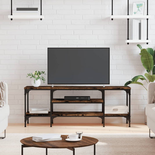 Stijlvol TV-meubel van gerookt eikenkleurig bewerkt hout en ijzer, 121x35x45 cm Tv-meubels | Creëer jouw Trendy Thuis | Gratis bezorgd & Retour | Trendy.nl