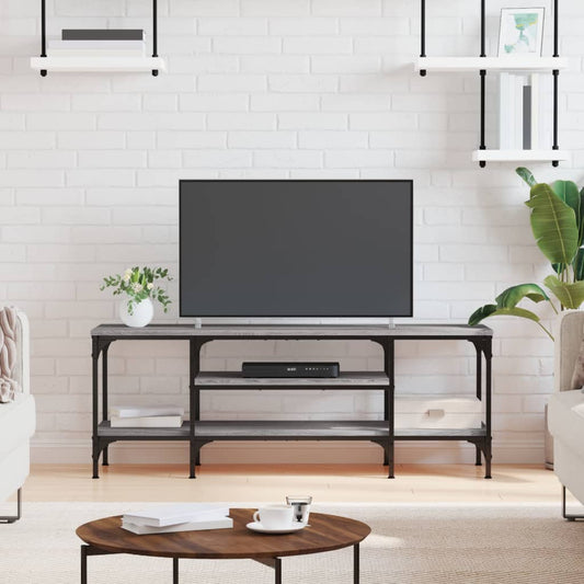 Stijlvol Tv-meubel van bewerkt hout en ijzer in grijze sonoma eiken kleur - 121x35x45 cm Tv-meubels | Creëer jouw Trendy Thuis | Gratis bezorgd & Retour | Trendy.nl