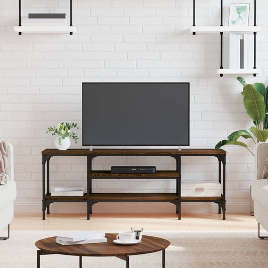 Stijlvol Tv-meubel van bewerkt hout en ijzer in bruin eikenkleur - 121x35x45 cm Tv-meubels | Creëer jouw Trendy Thuis | Gratis bezorgd & Retour | Trendy.nl