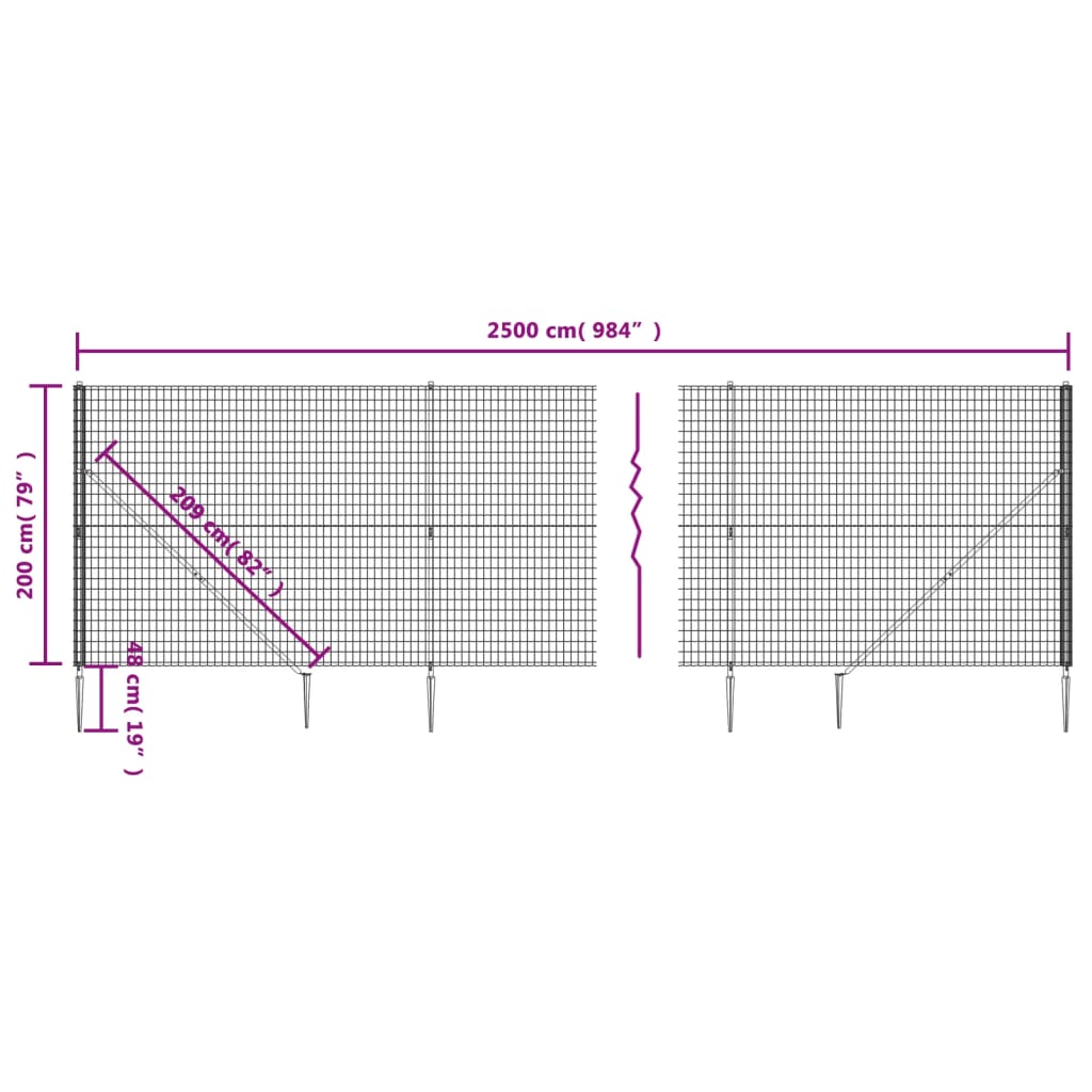 Draadgaashek met grondankers 2x25 m groen Schuttingen & hekwerken | Creëer jouw Trendy Thuis | Gratis bezorgd & Retour | Trendy.nl