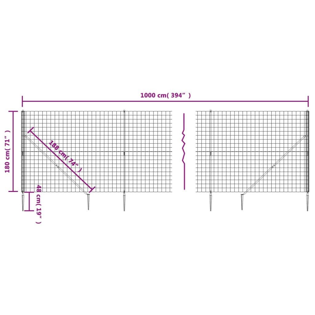 Draadgaashek met grondankers 1,8x10 m groen Schuttingen & hekwerken | Creëer jouw Trendy Thuis | Gratis bezorgd & Retour | Trendy.nl