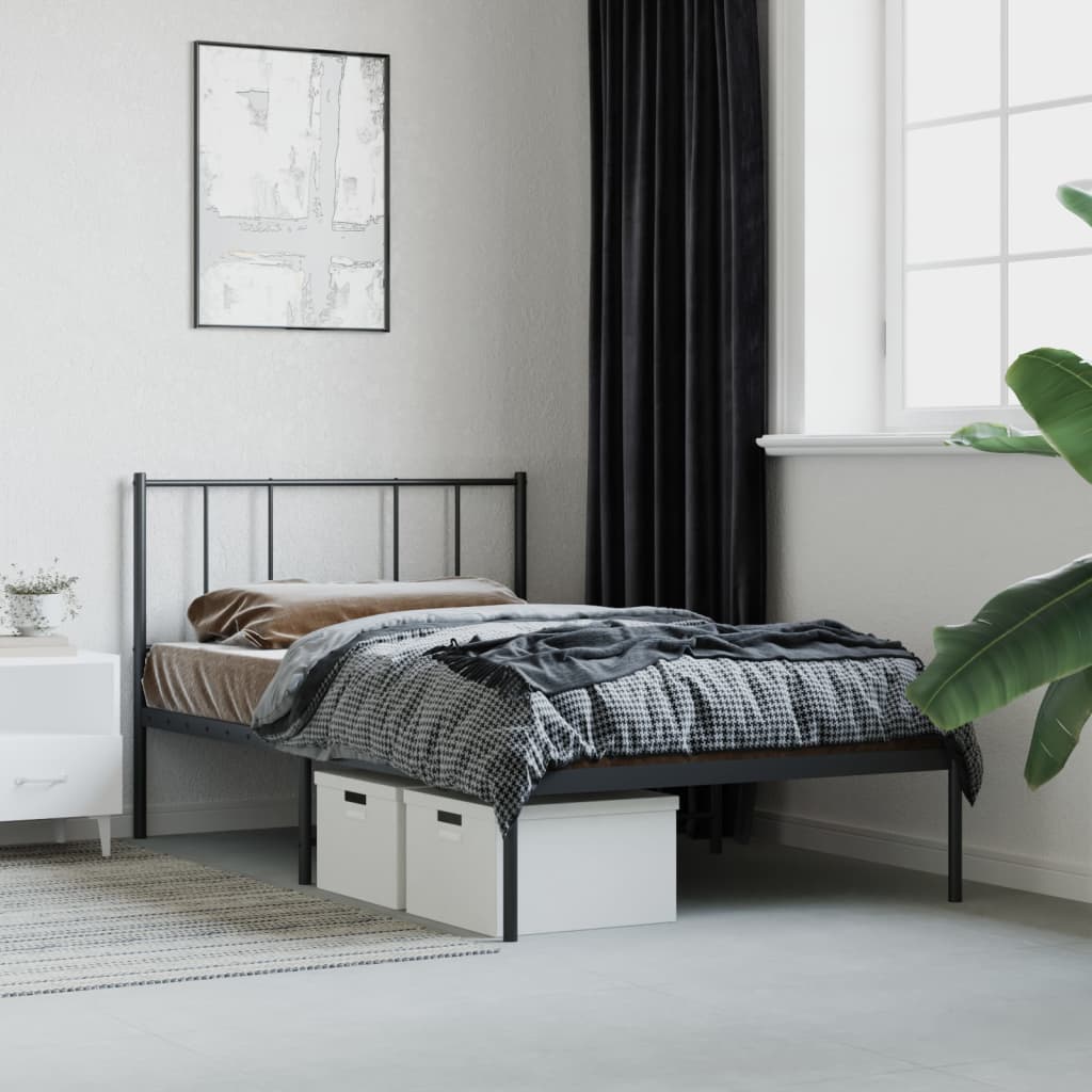 Bedframe met hoofdbord metaal zwart 90x200 cm Bedden & bedframes | Creëer jouw Trendy Thuis | Gratis bezorgd & Retour | Trendy.nl