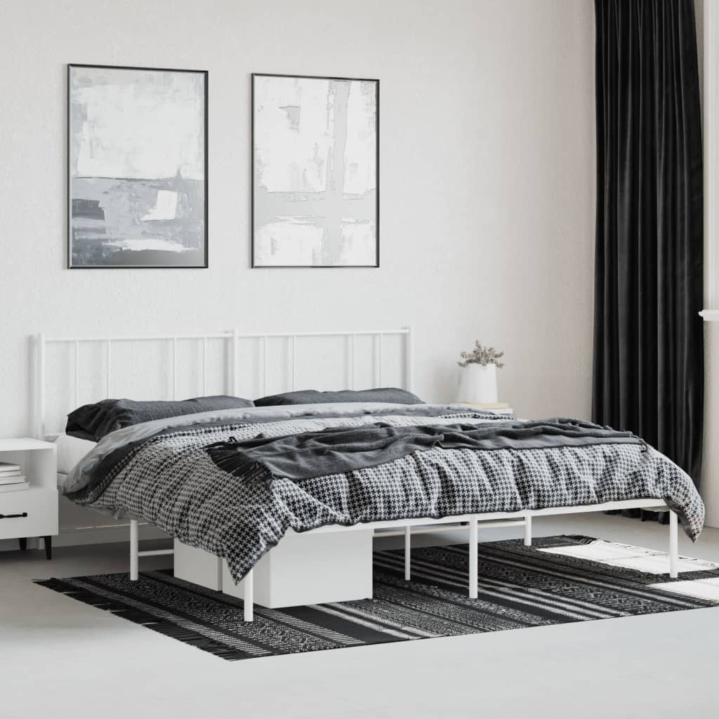 Bedframe met hoofdbord metaal wit 180x200 cm Bedden & bedframes | Creëer jouw Trendy Thuis | Gratis bezorgd & Retour | Trendy.nl