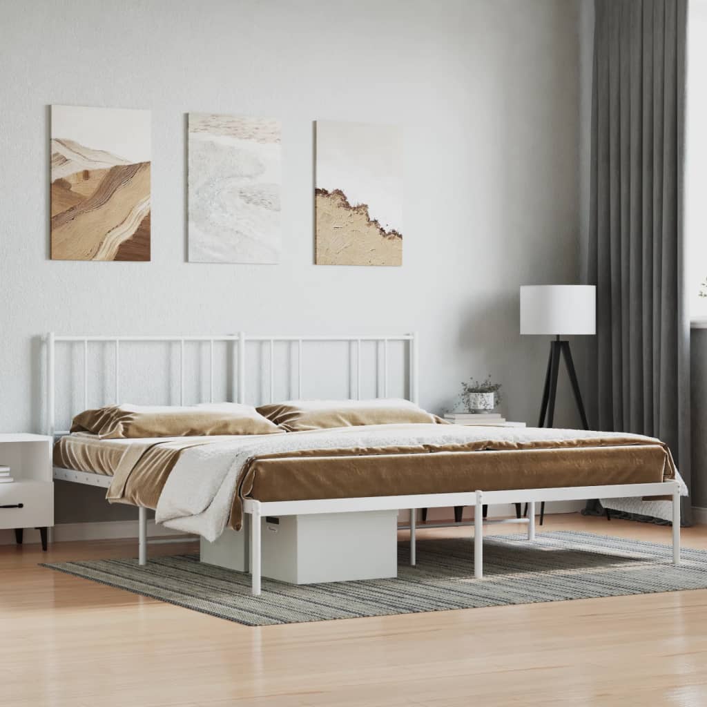 Bedframe met hoofdbord metaal wit 180x200 cm Bedden & bedframes | Creëer jouw Trendy Thuis | Gratis bezorgd & Retour | Trendy.nl